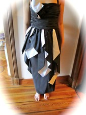 Abendkleid Corsagenkleid Gr. 38 Schwarz / Weiss  Designer Frank Usher aus London