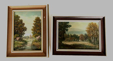 Zwei sehr stimmungsvolle kleine Oelgemälde   - Holzrahmen/ Oel auf Pappe
