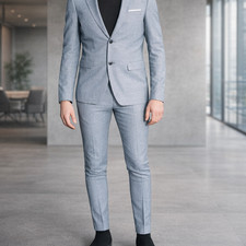 Herren Anzug Blau Slim Fit Gr