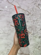 Neu Starbucks Tumbler Thermobecher EDELSTAHL 473ml Logo Becher Cup Grün Metallic