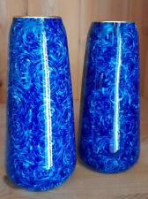 2 Vasen blau Schwämmchendekor