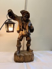 Holzfigur geschnitzt Nachtwächter Beleuchtet Rarität Antik Vintage Knapp 50cm