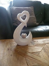 Herz Skulptur weiß silber Keramik Höhe: 25 cm neuwertig