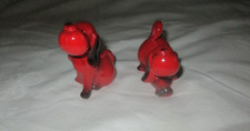 2 rot glasierte Keramikfiguren Hunde 70er Jahre