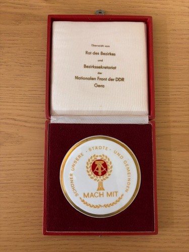 Ddr gera porzellan medaille - porzellan,