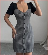 Sehr schönes Stiel volles Bodycon Kleid im Hahnentritt Muster Gr. XL 42/44