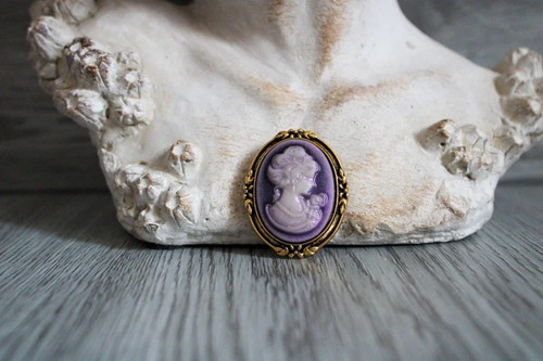 Vintage kamee brosche lila - kamee,