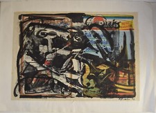 Franz Richter Original Collage / Ölgemälde 1992 handsigniert 50x70 cm abstrakt