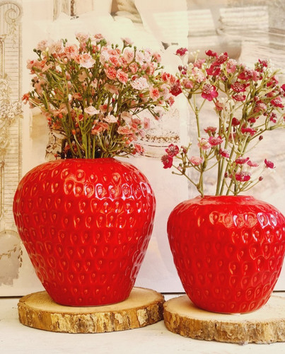Erdbeere vase blumenvase rot - vase,