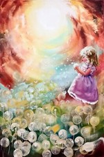Mädchen mit pusteblumen - mädchen,