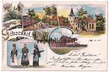 Litho Postkarte Gruss aus Scheeßel Bahnhof Bahnhofstraße Kirche 1901 gel. (R6)