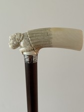 Antiker Krückstock Fritzkrücke mit Welpe, CITES-Zertifikat, ant. walking-stick