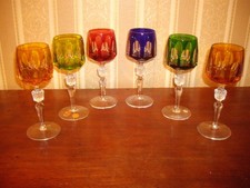 6 Antika Nachtmann Weinglas Bleikristall Überfangglas Bunt Römer