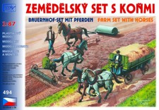 SDV 494  Bauernhofset mit Pferden, Landwirtschaft  Plastikbausatz 1/87, H0,