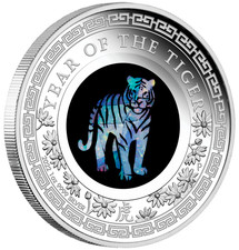 1 Oz Silbermünze  - Australien Perth Mint - Opal Serie - Jahr des Tigers - 2022-