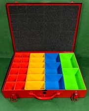 Metall Koffer Sortimentskoffer inkl. 23 Fächer 437x330x68mm Rot Sortimentskasten