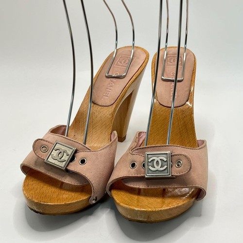 Chanel holzsohle pantoletten - chanel,