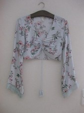 Bolero Bluse - H&M - Divided - Größe 38 - mintgrün - geblümt