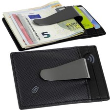 MANDARINA DUCK Edelstahl Leder EC Kredit Kartenetui Geldklammer Clip Slimwallet
