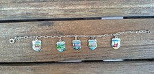 Altes Bettelarmband  Silber - Gliederkette * 5 Emaille Wappen