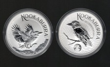 Australien je 1 Unze Silber Kookaburra 2024 und 2025 Stempelglanz