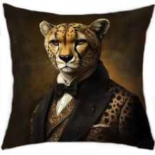 Kissen + Füllung 45x45cm Gepard Humor, Dekokissen mit Katzen, Raubkatzen, Jaguar