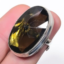 Grüner Amethyst ovale Form Edelstein verstellbar Ring Handarbeit Geschenk Sch...