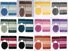Badgarnitur 3-Teilig Badematte Bad Set 80x50cm Hänge WC Gestreift mit Ausschnitt