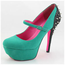 High Heels Pumps Gr. 10 (40/41) Plateaupumps mit Riemchen u. Nieten (#3372)