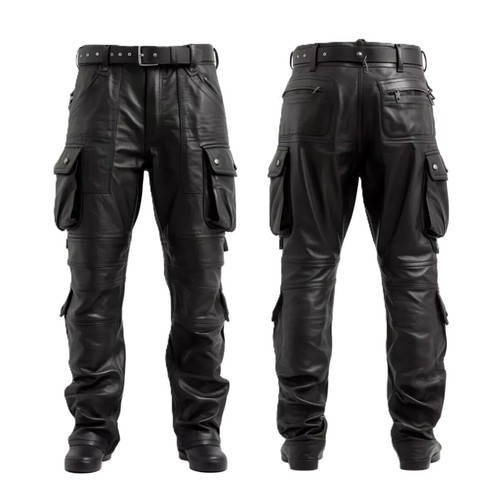 Herren echtleder cargohose - herren,