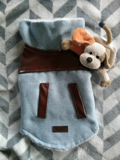 Warmer Hunde - Mantel  Fb . Blau Gr . S  Fb . Blau / Braun  Gr . S  TOP !