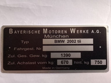 Typenschild BMW 2002 tii 1390