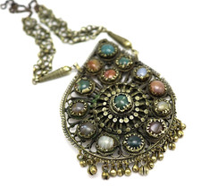 gr altes Amulett Kette Jemen Beduinen Schmuck interessante Halskette Handarbeit