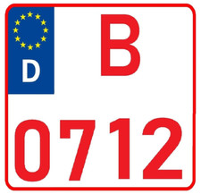 1 Kennzeichen | 180 x 200 mm | Motorrad | Händler | Rote Kennzeichen | Oldtimer