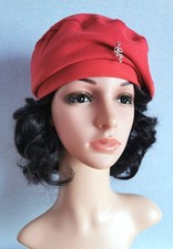 Damen Barett Chemo Mütze leichte Ballonmütze Jersey Rot Gr. 54,5-61 Neu