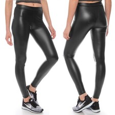 Thermo Damen Fleece Leggings Leggins Hose Leder-Optik Hohe Taille High-Waist 
