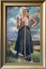 Ölbild Frau mit Haube und