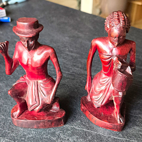 Afrikanische holzfiguren - 2x,