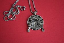 Wikinger Halskette mit Hugin + Munin am Baum des Lebens Edelstahl rund mit Kette