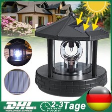 LED Solar Leuchtturm 360° Rotierenden Solarlampe Garten Beleuchtung Balkon DHL