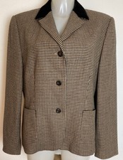 Dinomoda Damen Anzugjacke Anzug Jacke Langarm Braun Kariert Gr. 42