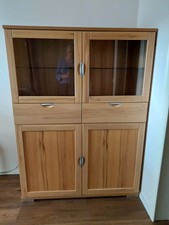 Vitrinenschrank Ess- u. Wohnzimmerschrank Kernbuche teilmassiv geölt