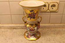 alte RW Bavaria 20 Porzellan Vase Gold Blumendekor Rudolf Wächter