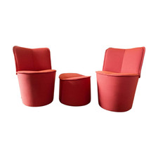 COR 3er Set Sessel Nenou Mit Hocker Stoff 9584 Pink Drehteller Mit Rückholfeder