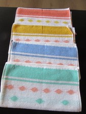 Süße 4 Gästehandtücher Frottee Handtuch 60er 70er Vintage Indanthren BW