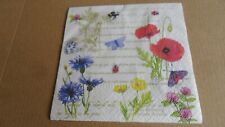 4 Cocktail Servietten, 25 cm, Sommerambiente mit Wiesenblumen und Schrift...