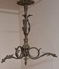 Jugendstil Lampe Deckenlampe 3-armig Metall Messing Bronce antik unrestauriert