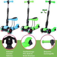3-in-1 Kinderroller Kinder Scooter Dreiradscooter mit LED Räder Cityroller 