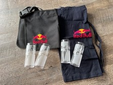 4 original RED BULL Gläser / Glas + Gastroschürze + Bauchtasche / Bistroschürze