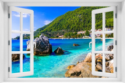 Fensterblick wandbild - fensterblick, 3d
